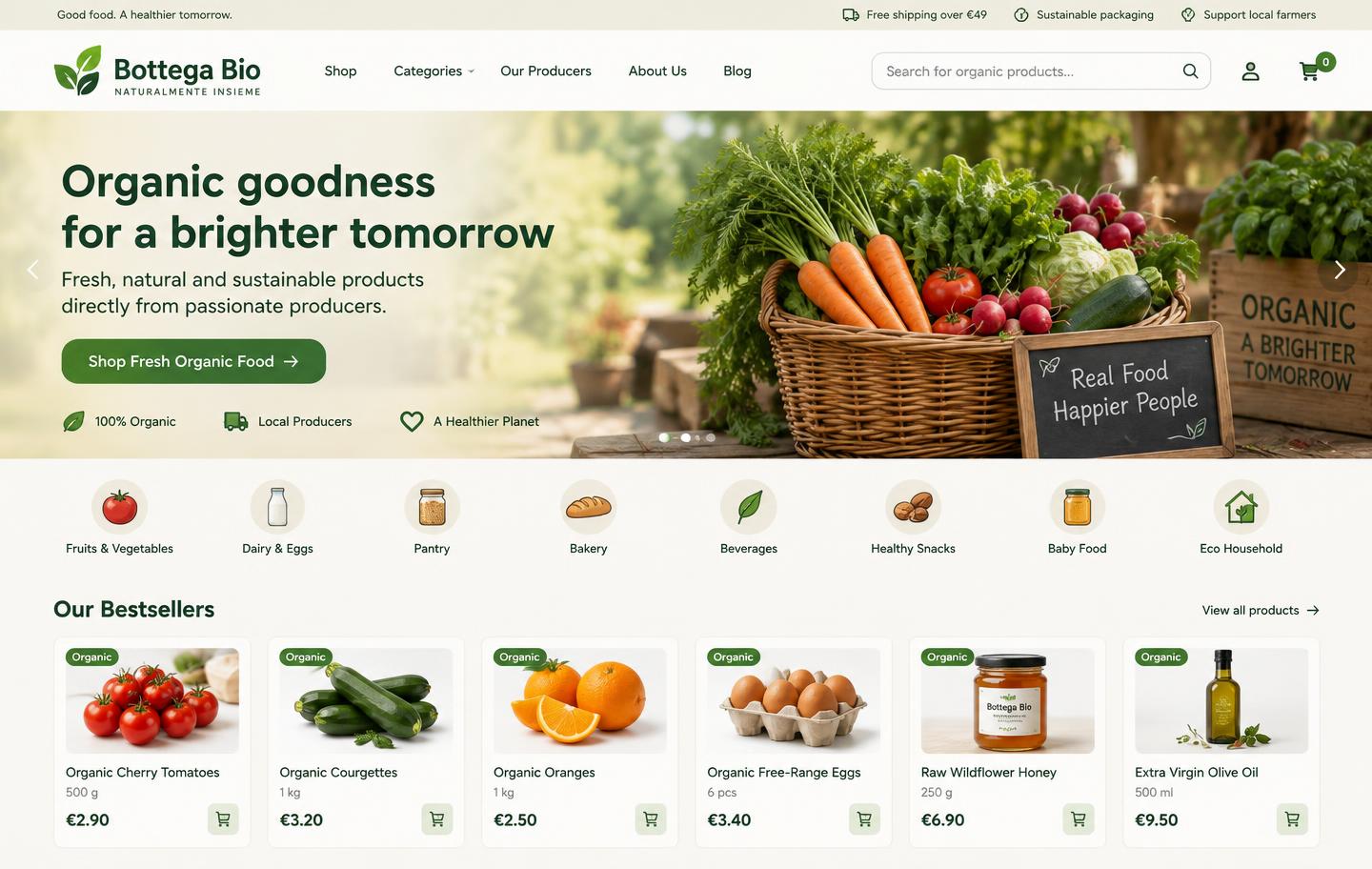 Anteprima del sito Bottega Bio, modello E-commerce