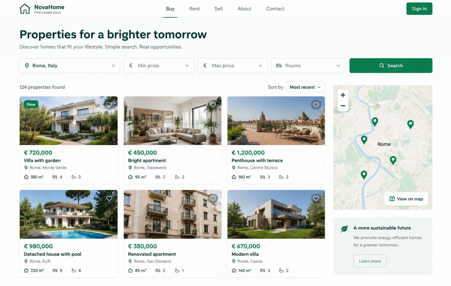 Anteprima del sito Domus, modello Immobiliare