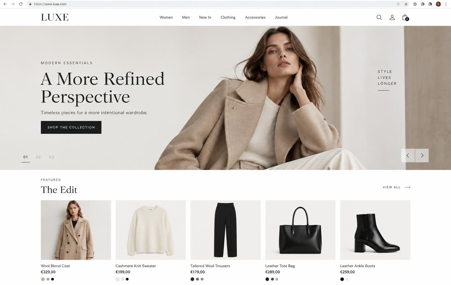 Anteprima del sito Luxe Market, modello E-commerce