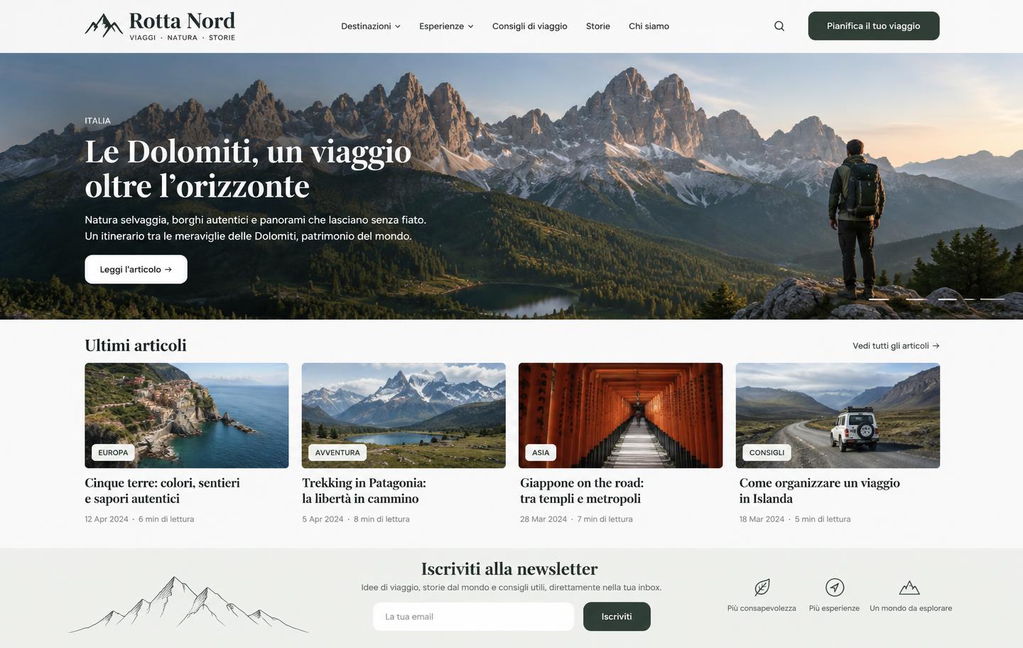 Anteprima del sito Rotta Nord, modello Blog