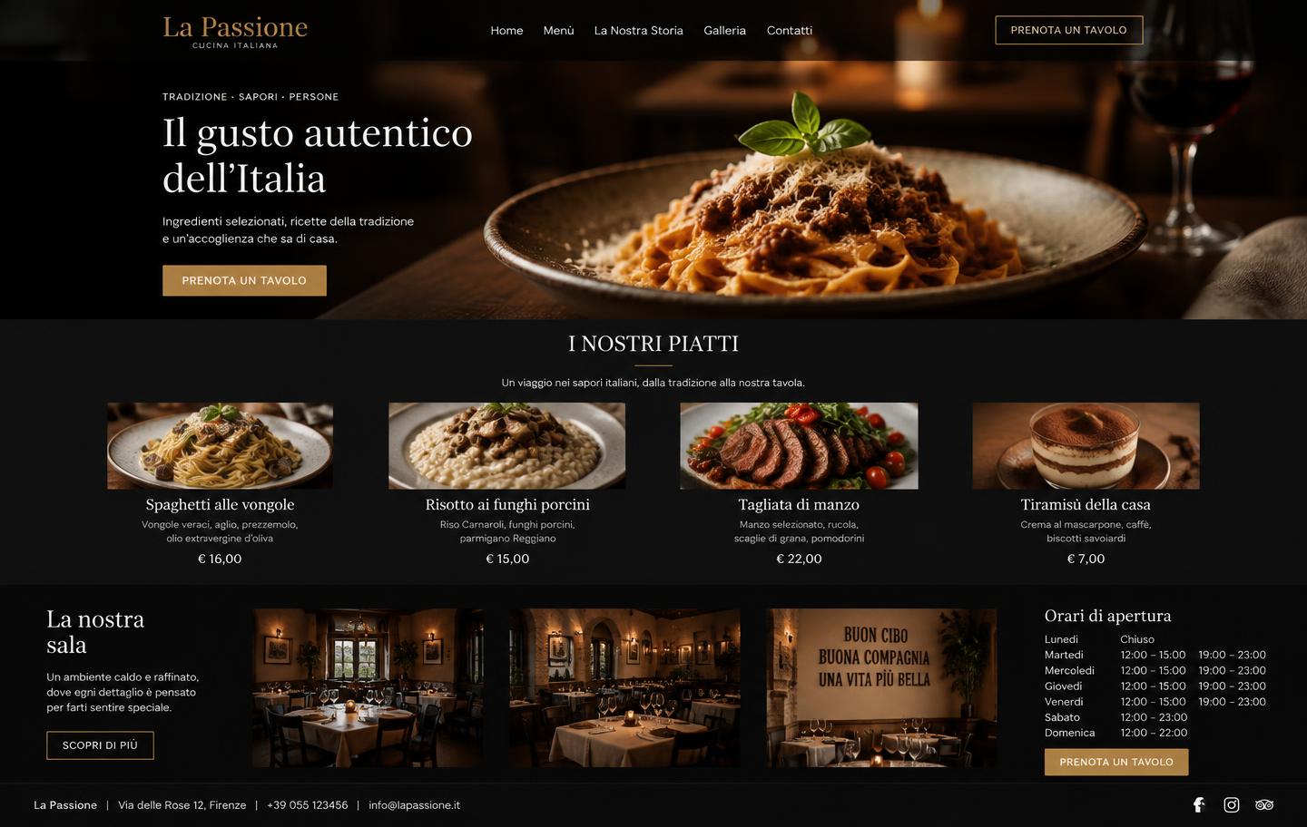 Anteprima del sito Tavola, modello Ristorante